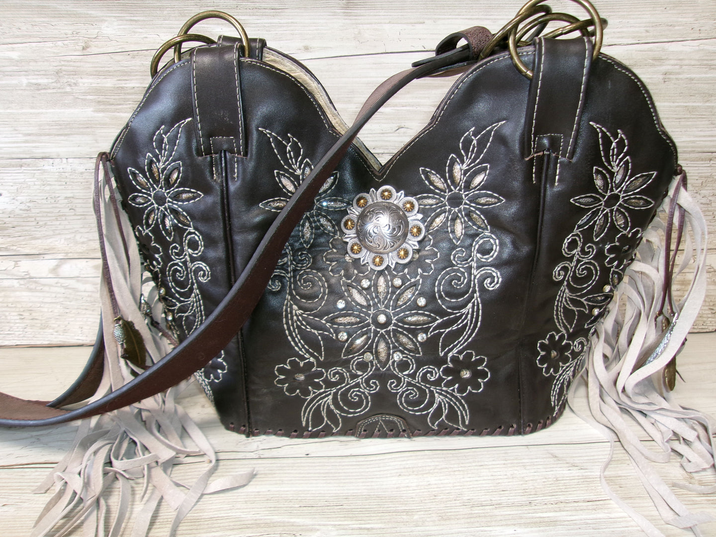 Double Cowboy Boot Purse with Fringe DB353